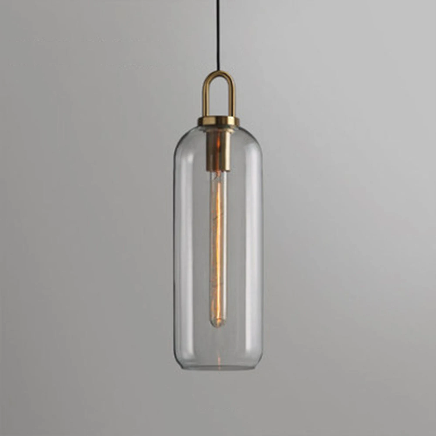 Hailie Clear& Glass Cylinder Pendant Light, 2 Color - Lumpaz
