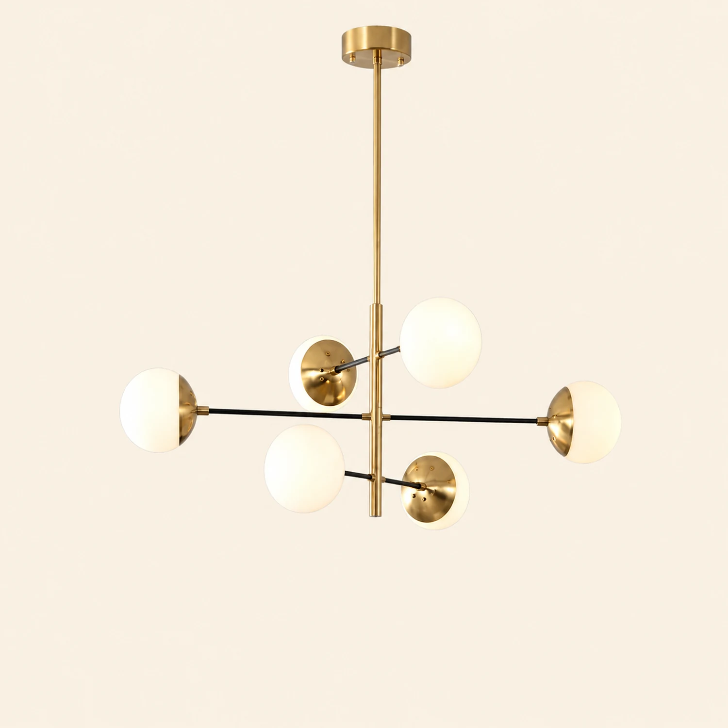 Valentina Nordic Multi Globe Metal/Glass Pendant Light, Gold - Lumpaz