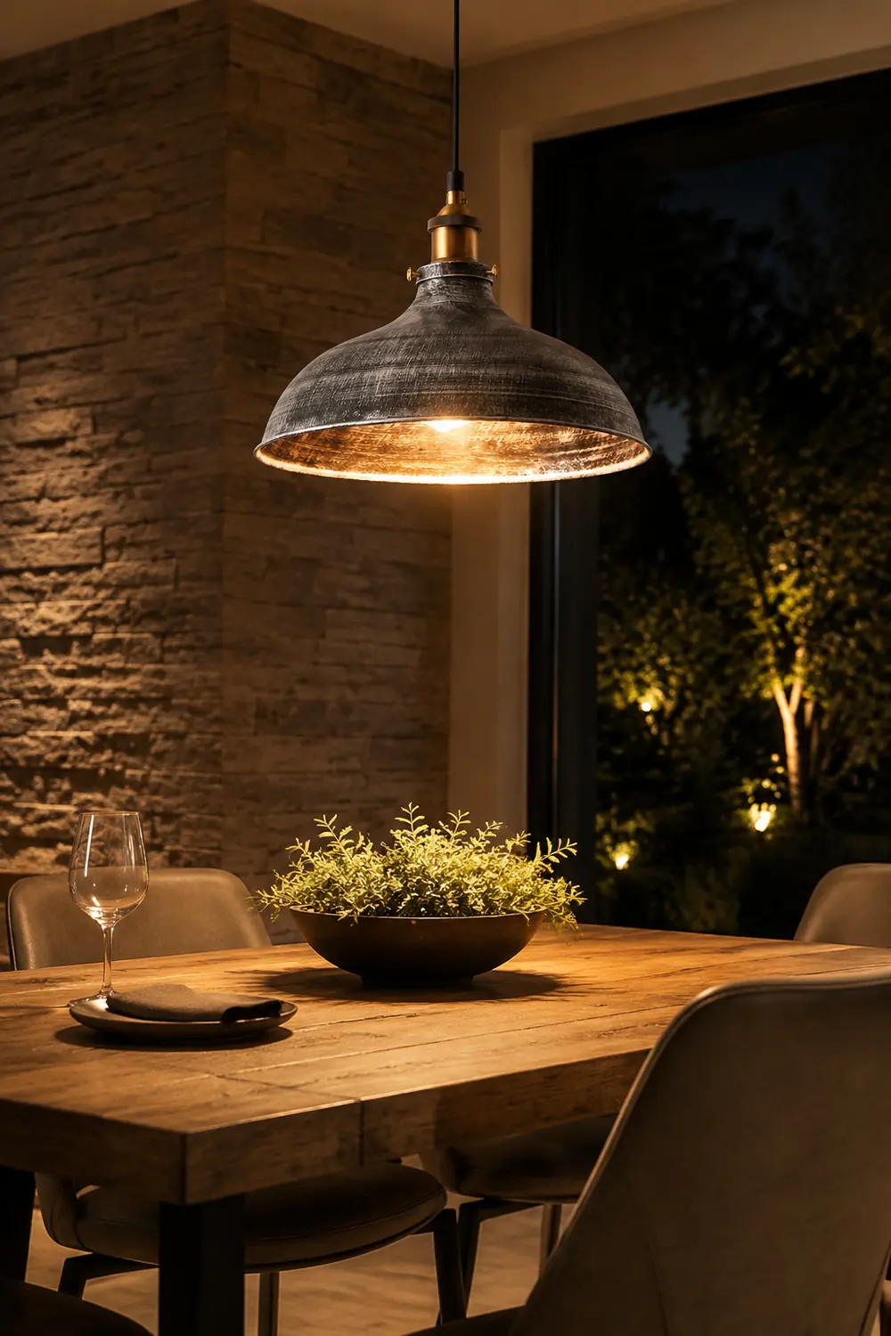 Alessio Distressed Bowl Metal Pendant Light, Dining Room, Hallway - Lumpaz