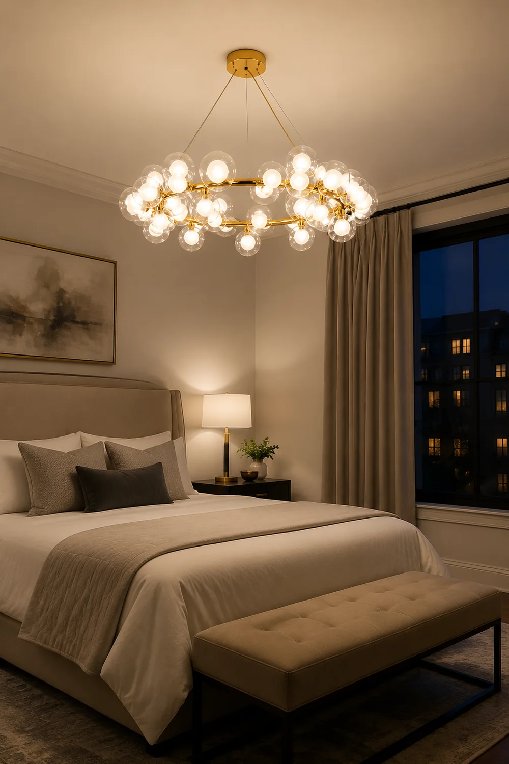 Valentina Modern Gold Bubble Pendant Light, Metal & Glass - Lumpaz