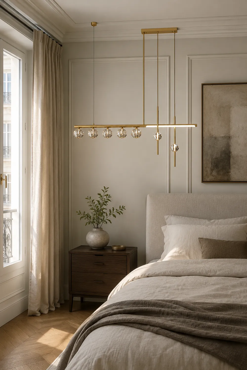 Kirsten Metal & Crystal Pendant Light, Gold - Lumpaz
