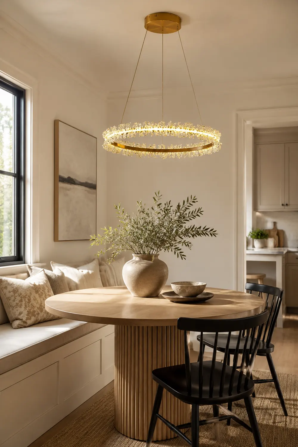Kristy Pendant Light Ring/Flower Luxury, Crystal, Gold, Dining Room - Lumpaz