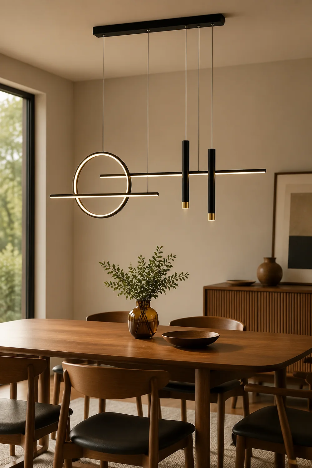 Madina Modern Led Pendant Light, Irregular Ring, Black/Glod - Lumpaz
