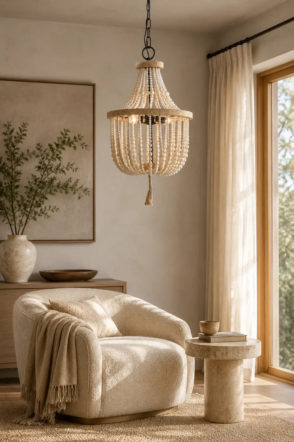 Alessio Design LED Pendant Light White/Wood Metal/Wood Bed/Living/Childrensroom - Lumpaz