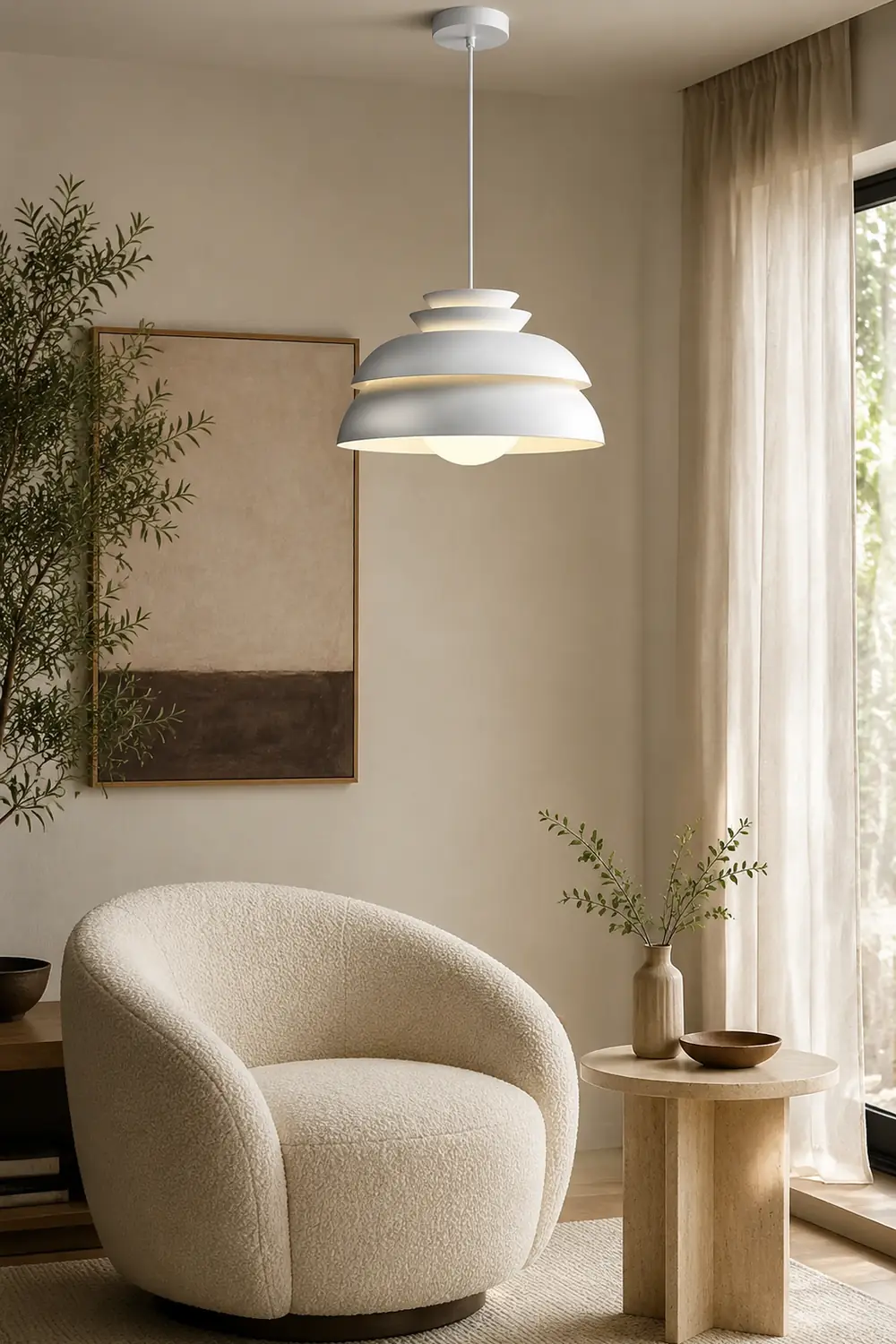 Morandi Modern White Pendant Light, Metal - Lumpaz