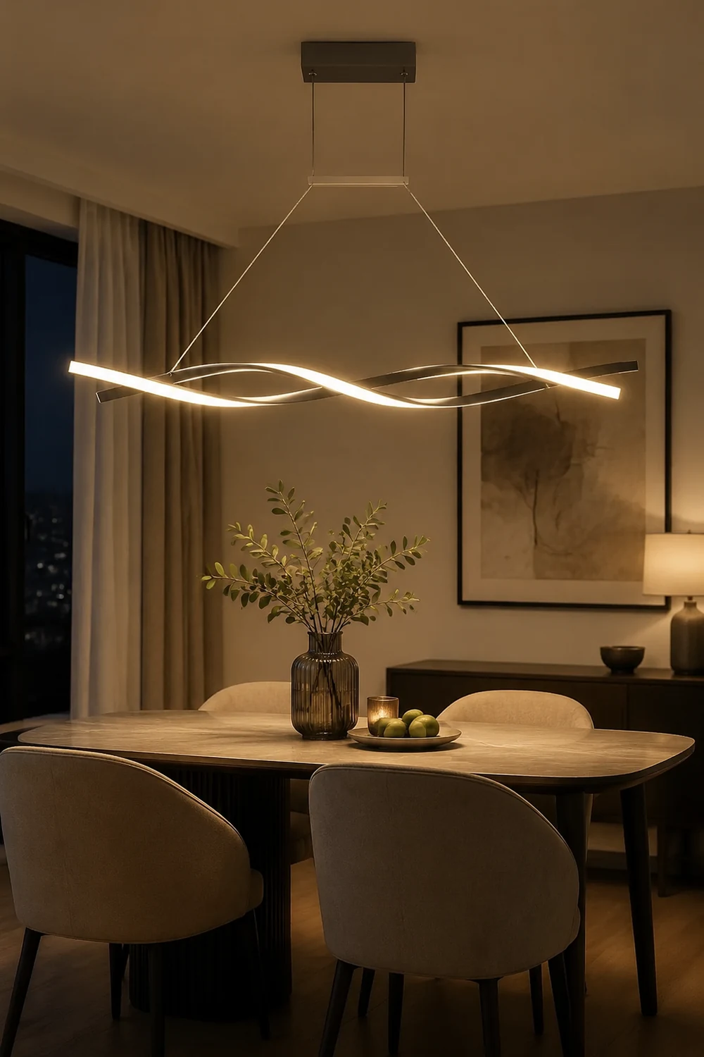 Modern Minimalist Nordic Cross-Curved Metal Pendant Light, Black/Gray - Lumpaz