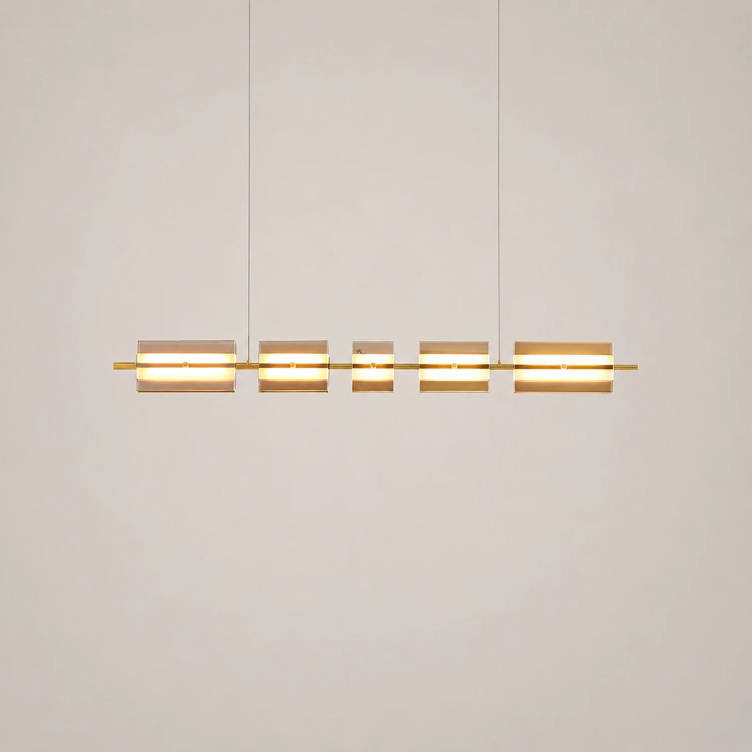 Evette Modern Nordic Linear Copper/Glass Pendant Light, Brass/Black - Lumpaz