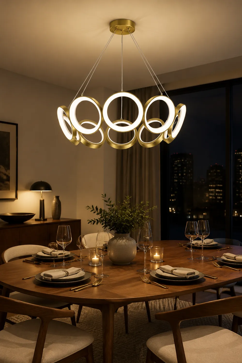 Arisha Luxury Ring Metal Pendant Light, Gold - Lumpaz
