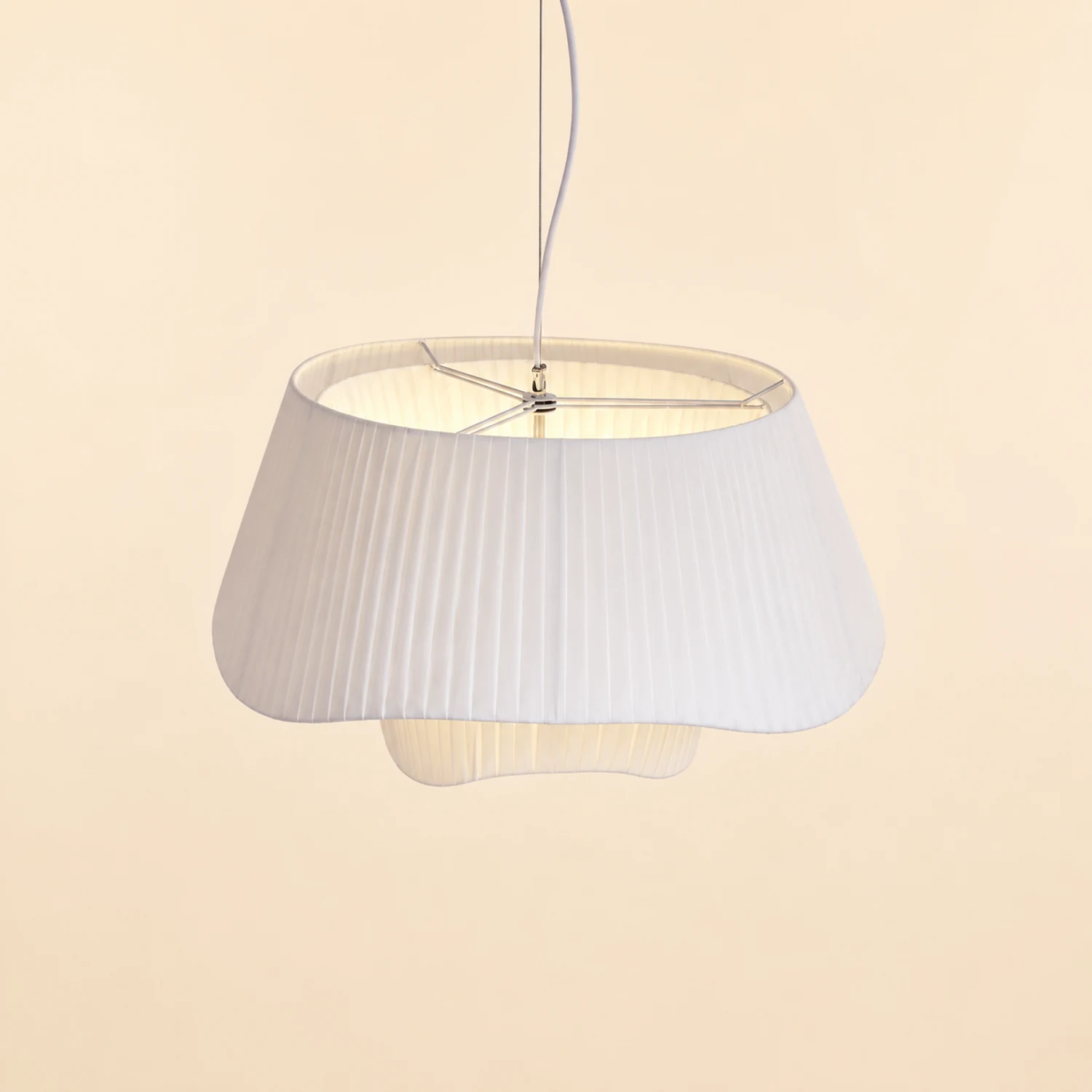 Renée French Country Fabric/Metal Pendant Light, White - Lumpaz