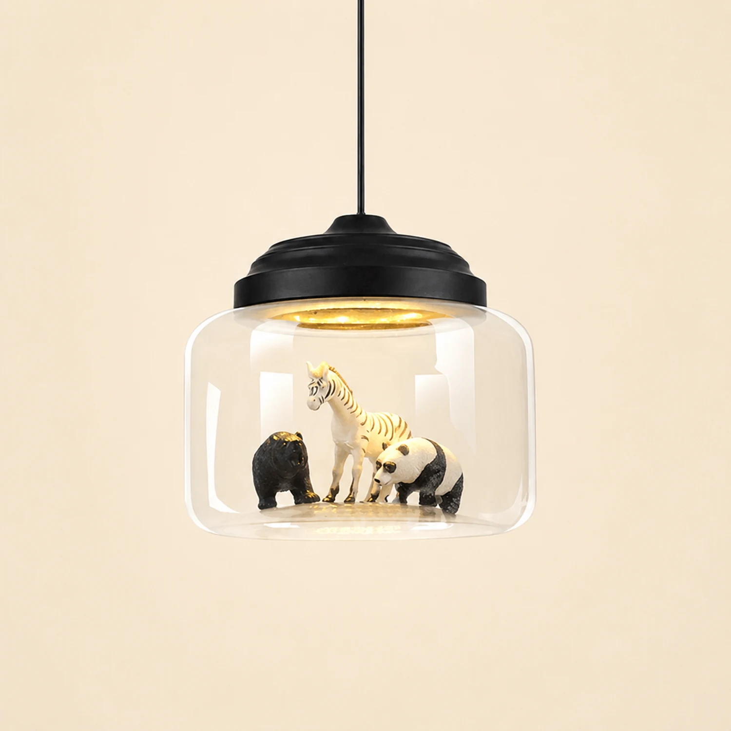 Leilani Modern Animals Art Deco Glass Pendant Light, Black/White - Lumpaz