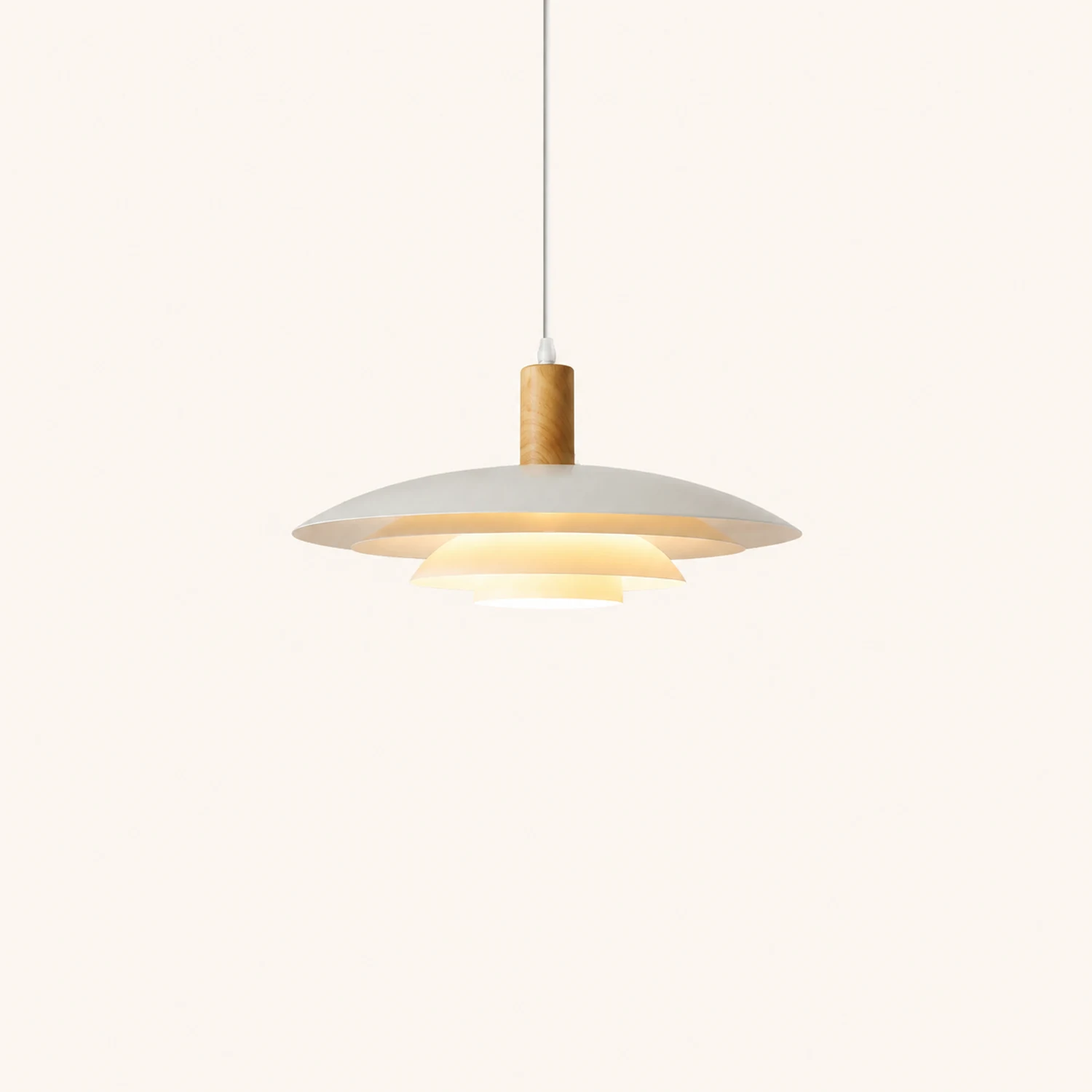 Morandi Modern LED Pendant Light White/Wood Metal Bedroom/Living Room - Lumpaz