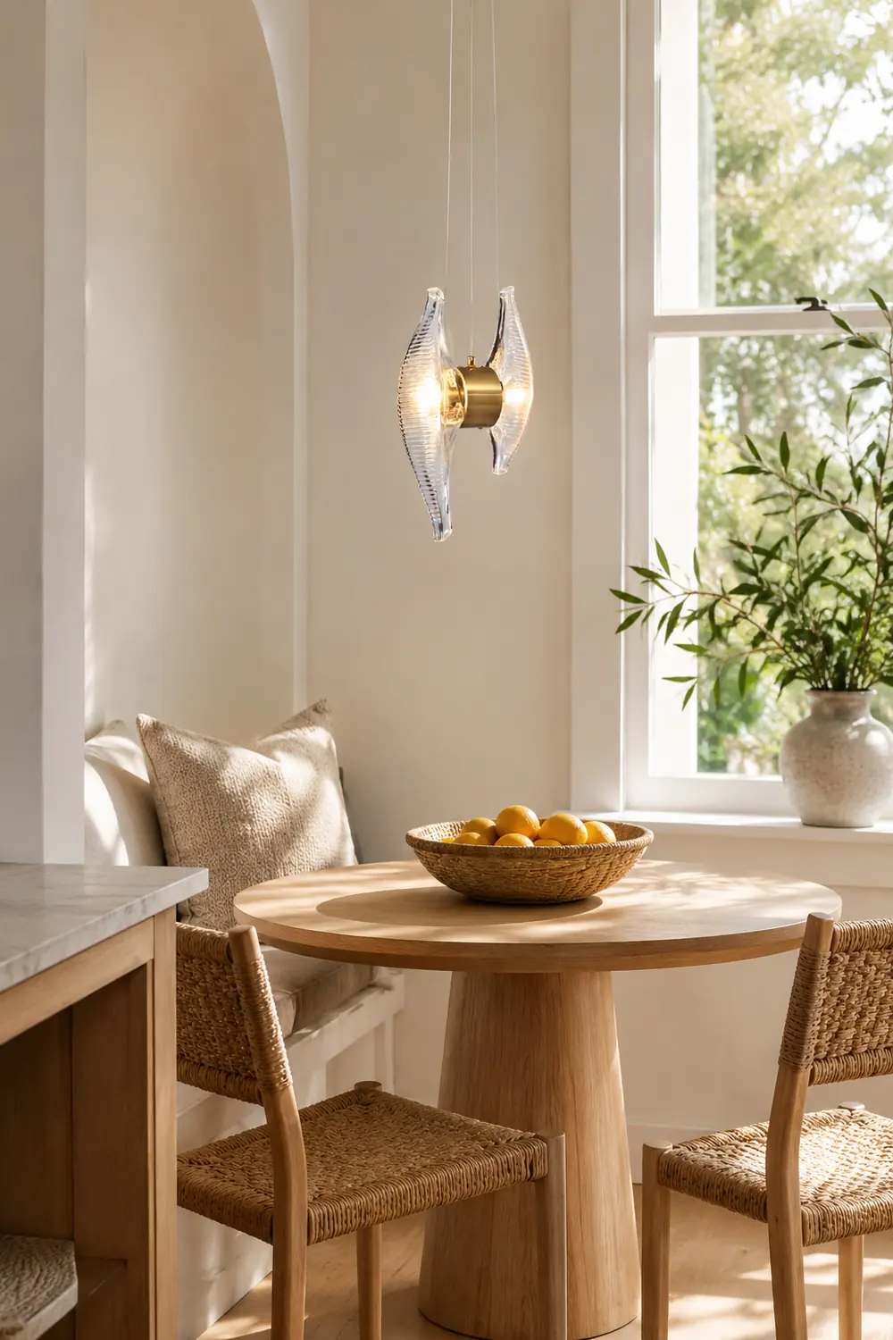 Kirsten Luxury Capiz Shell Pendant Light, Glass/Metal, Bedside/Dining Room - Lumpaz