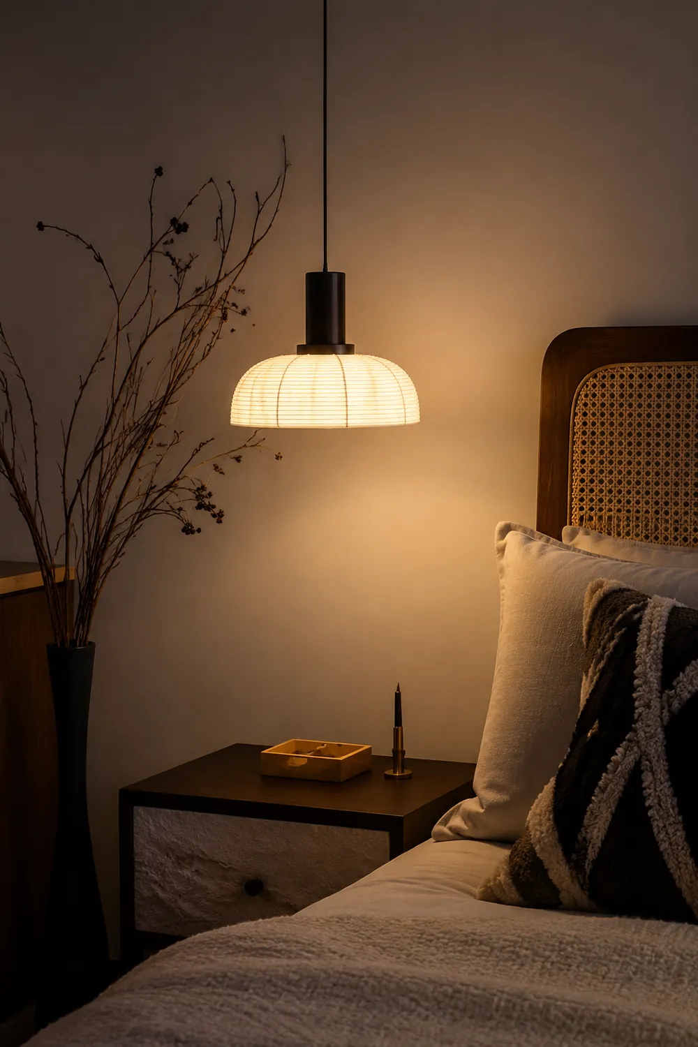 Ozawa Retro Fabric & Metal Pendant Light, 2 Style - Lumpaz