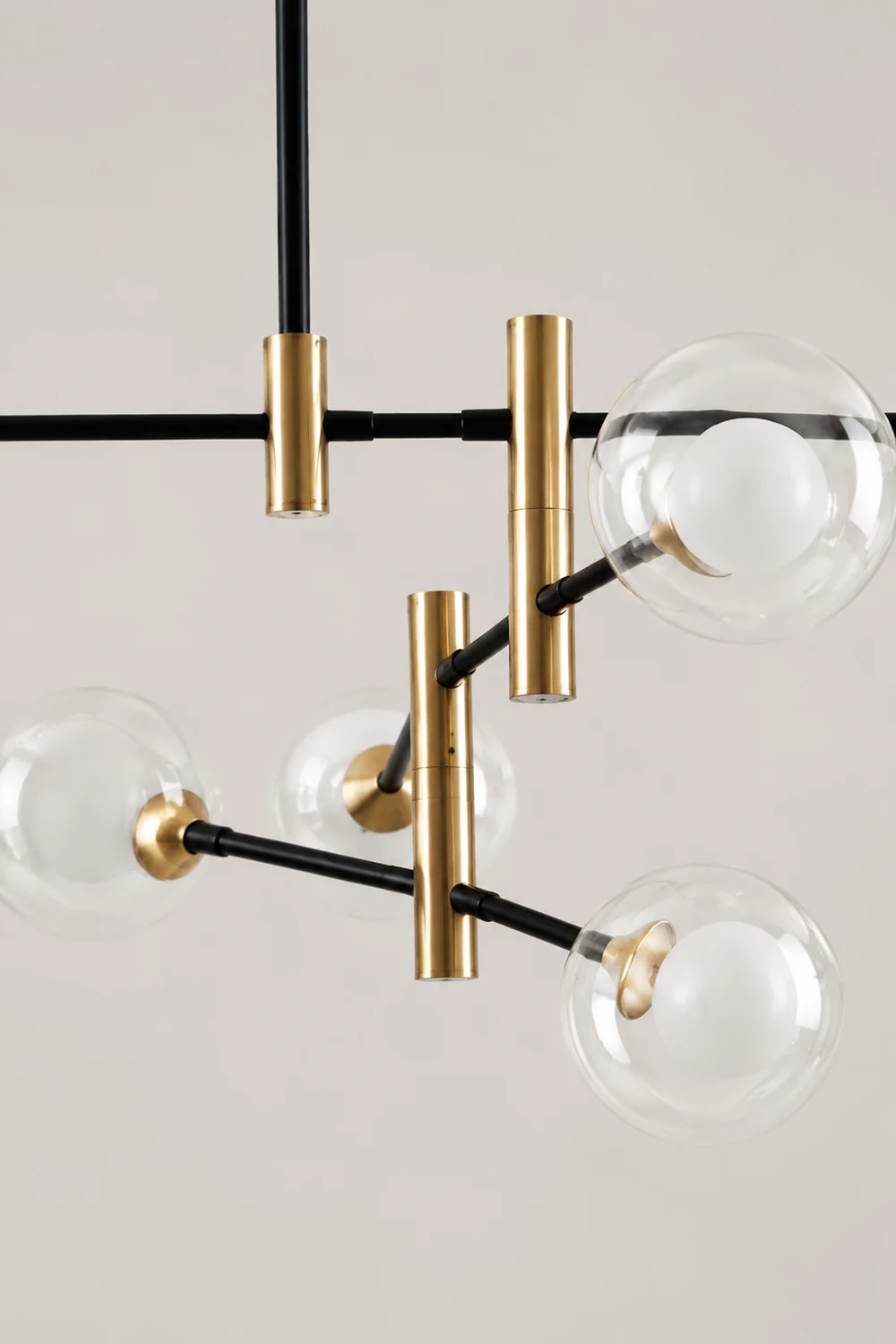 Valentina Nordic Spherical Bubble Metal/Glass Chandelier, Black/Gold - Lumpaz