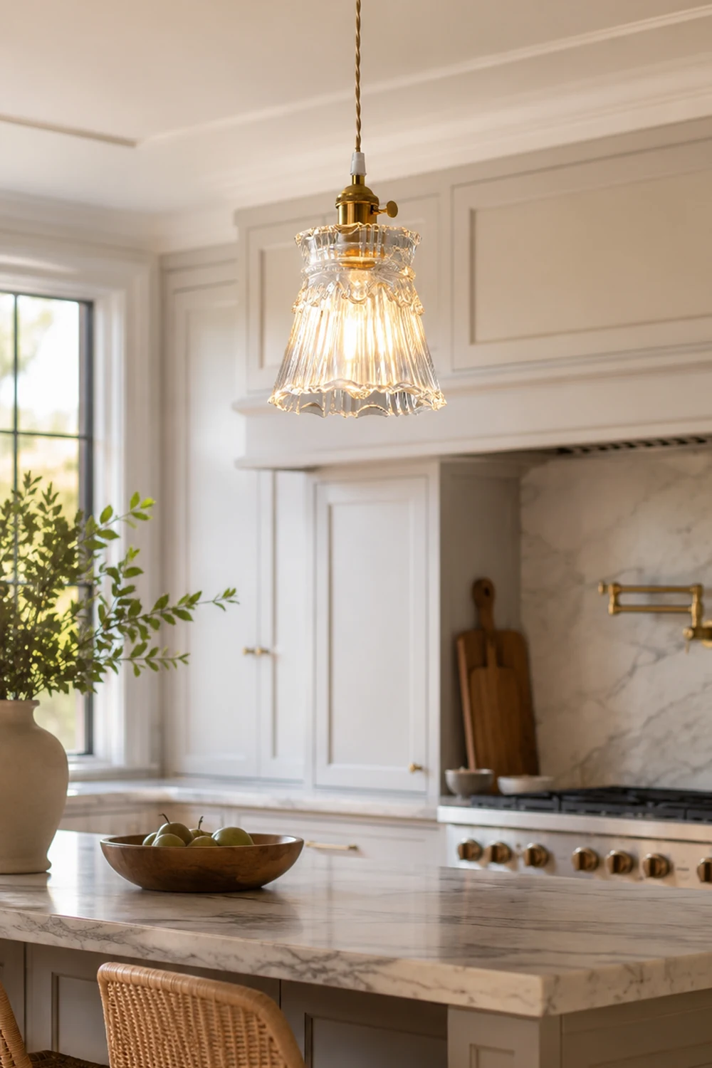 Hailie Art Deco Blown Brass & Glass Pendant Light, 7 Styles - Lumpaz