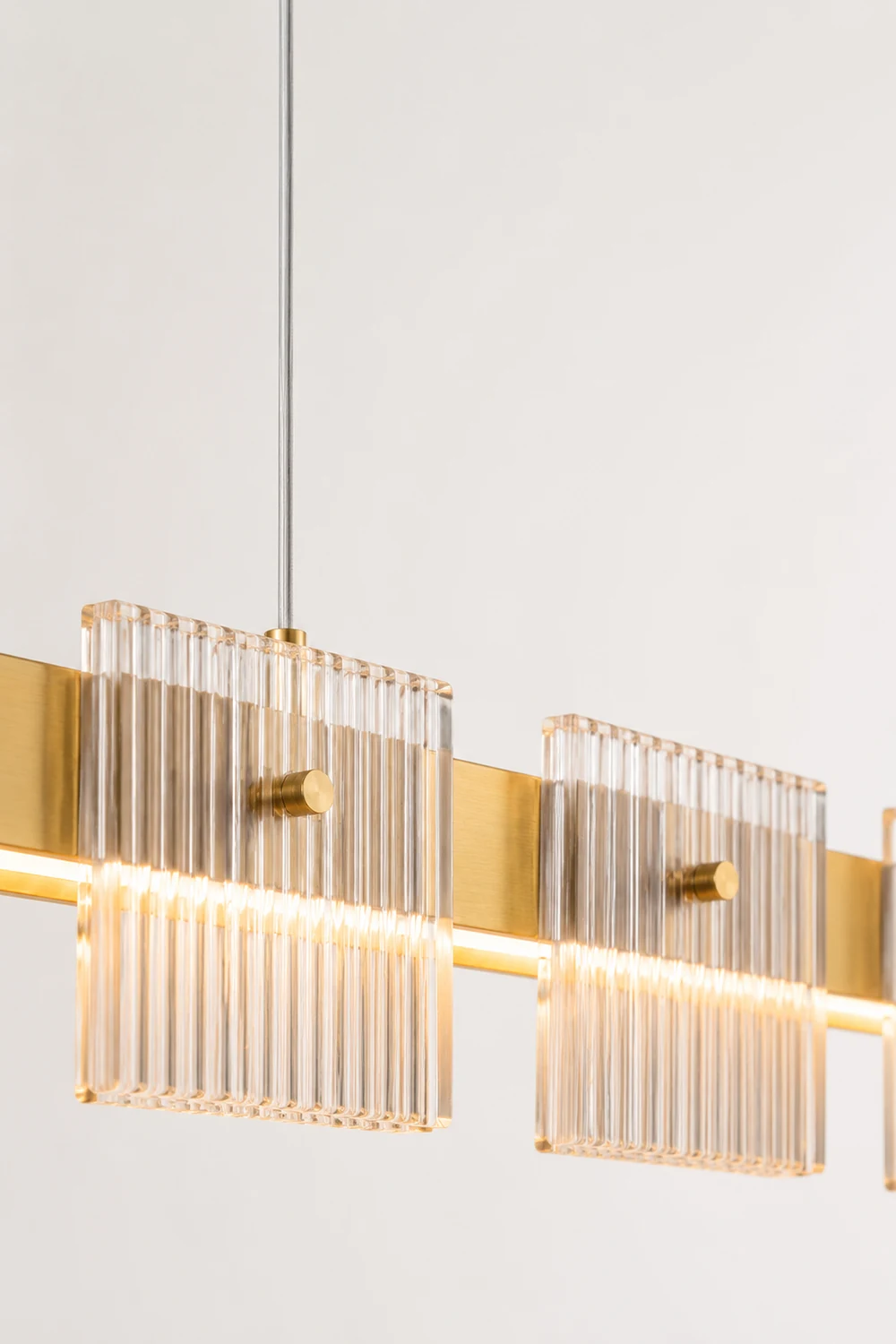 Evette Modern Minimalist Rectangular Metal And Glass Pendant Light,Gold - Lumpaz