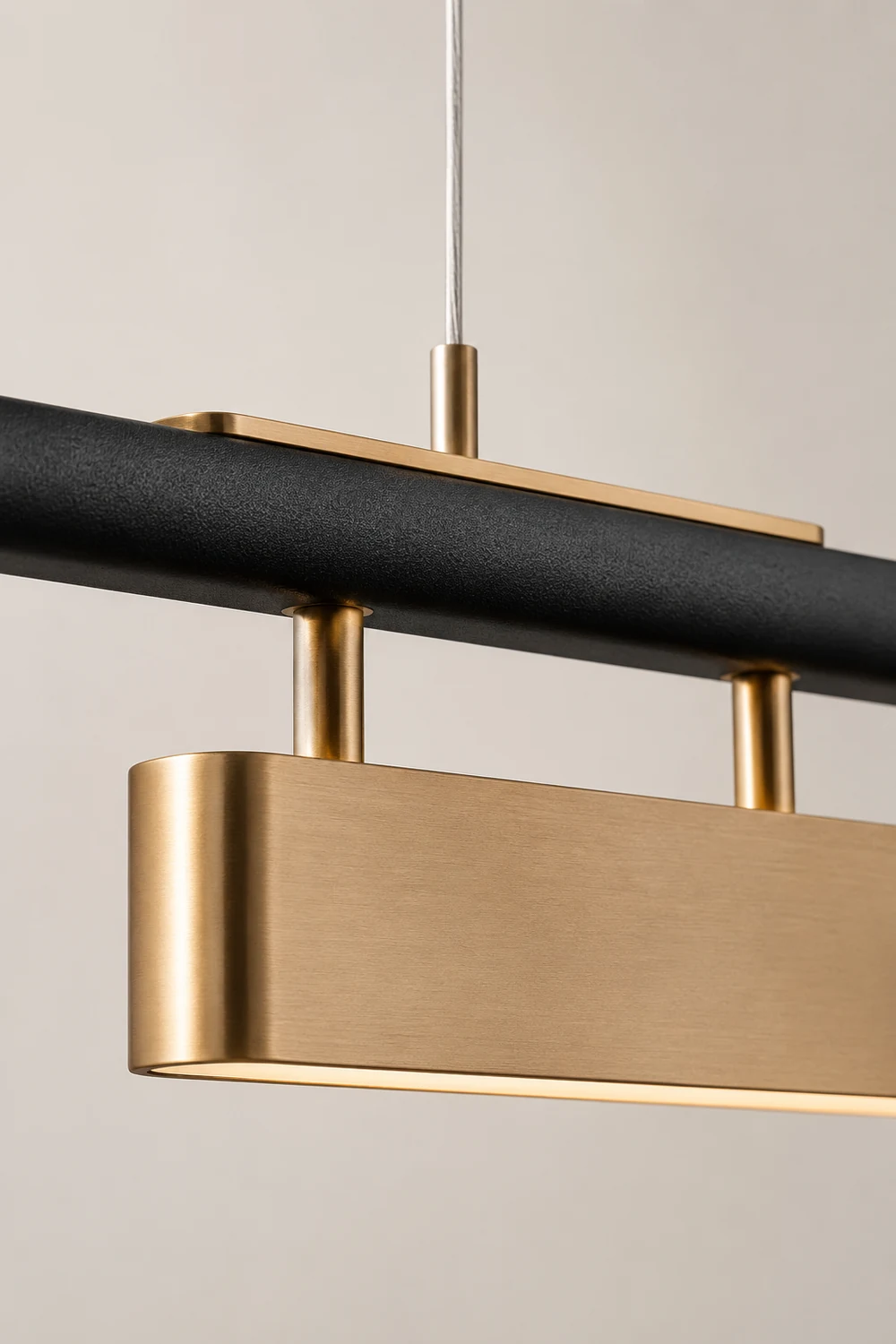 Edge Pendant Light Rectangular Modern, Metal, Black/Brass, Office - Lumpaz