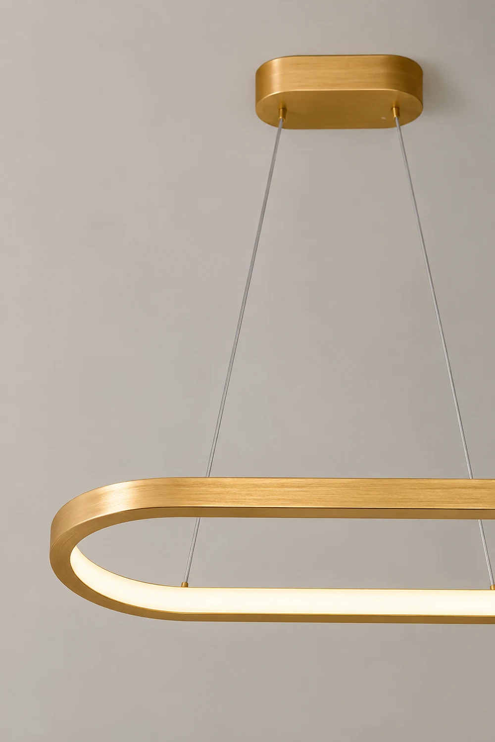 Edge Oval Minimalist Hanging Pendant Light, Black/White/Gold - Lumpaz