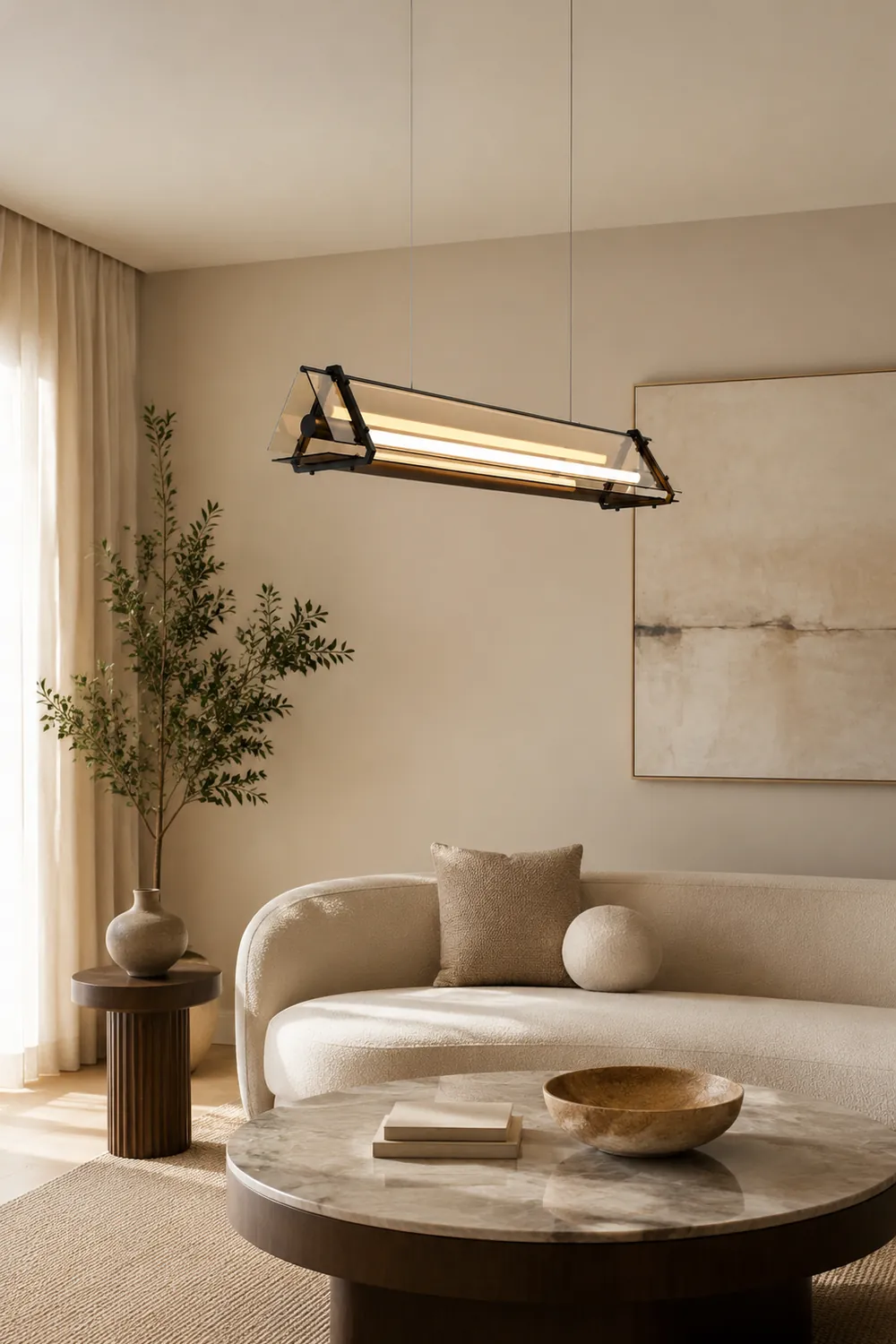Edge Industrial Triangle Metal/Glass Pendant Light, Gold - Lumpaz