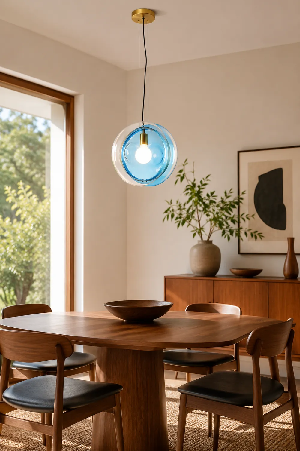 Hailie Art Round Glass Pendant Light, Metal&Glass, 6 Color - Lumpaz