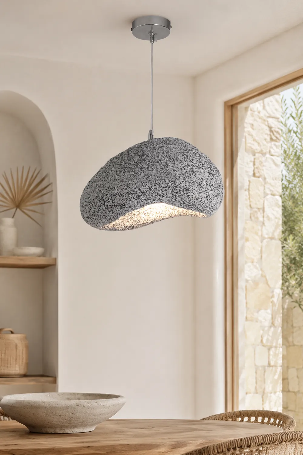 Byers Wabi Sabi Bread Shape Resin Pendant Light, 2 Color - Lumpaz
