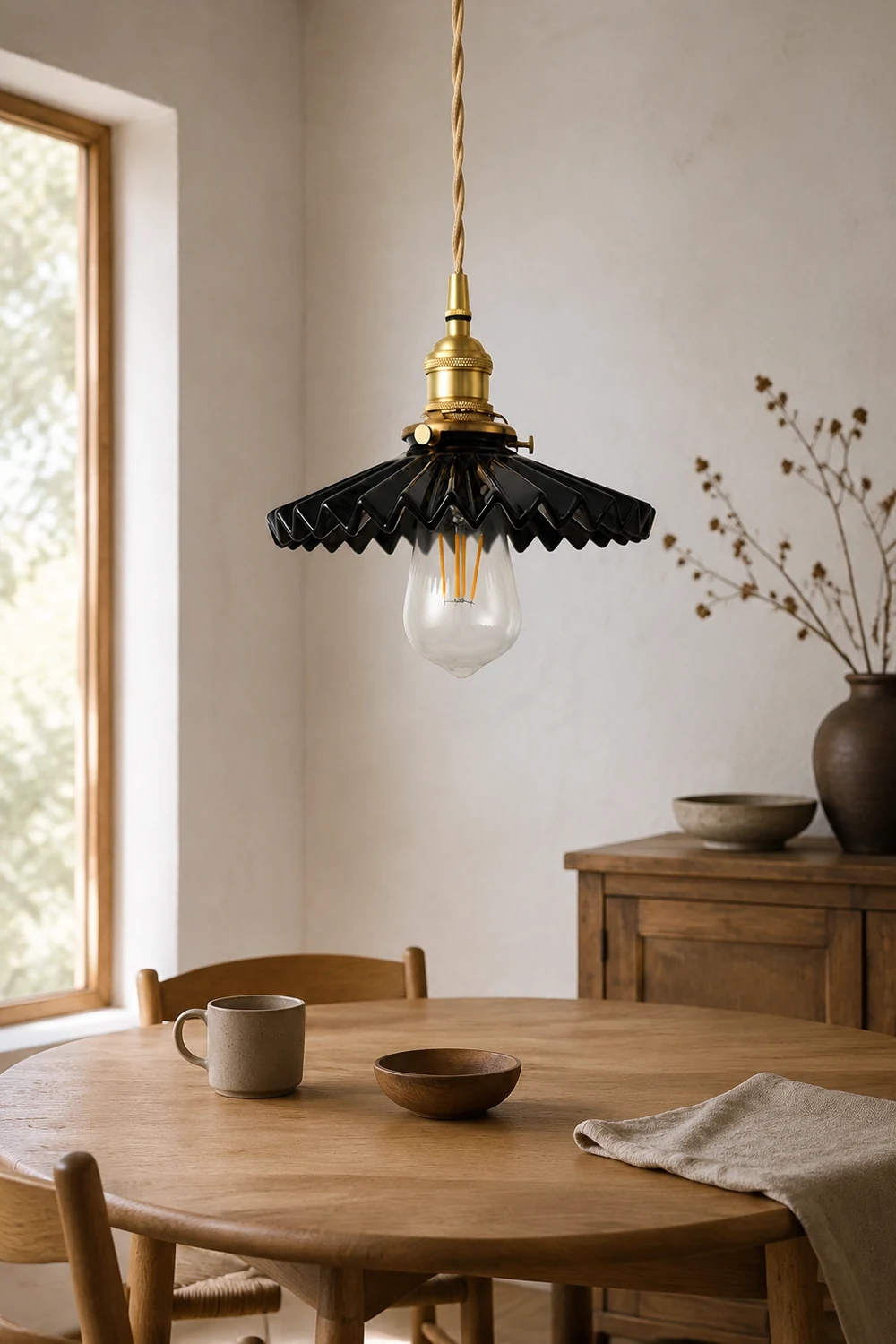 Alessio Industrial Vintage Rustic Metal Pendant Light, Black/White - Lumpaz