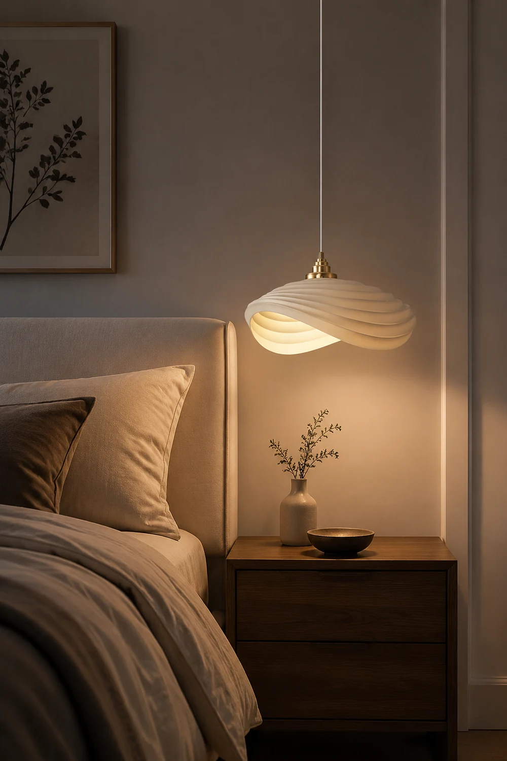 Renée Wabi-Sabi Minimalisme Ripple Pendant Light, Resin&Metal - Lumpaz