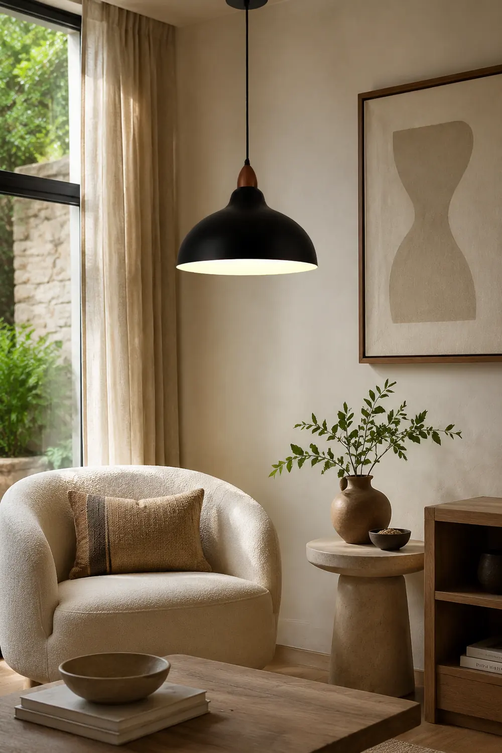 Morandi Modern Bowl-shaped Metal Pendant Light, Black/White - Lumpaz