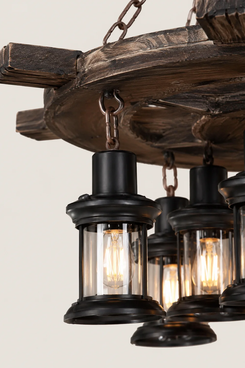Austin Retro Rudder Metal & Wood Pendant Light, 8 Heads - Lumpaz