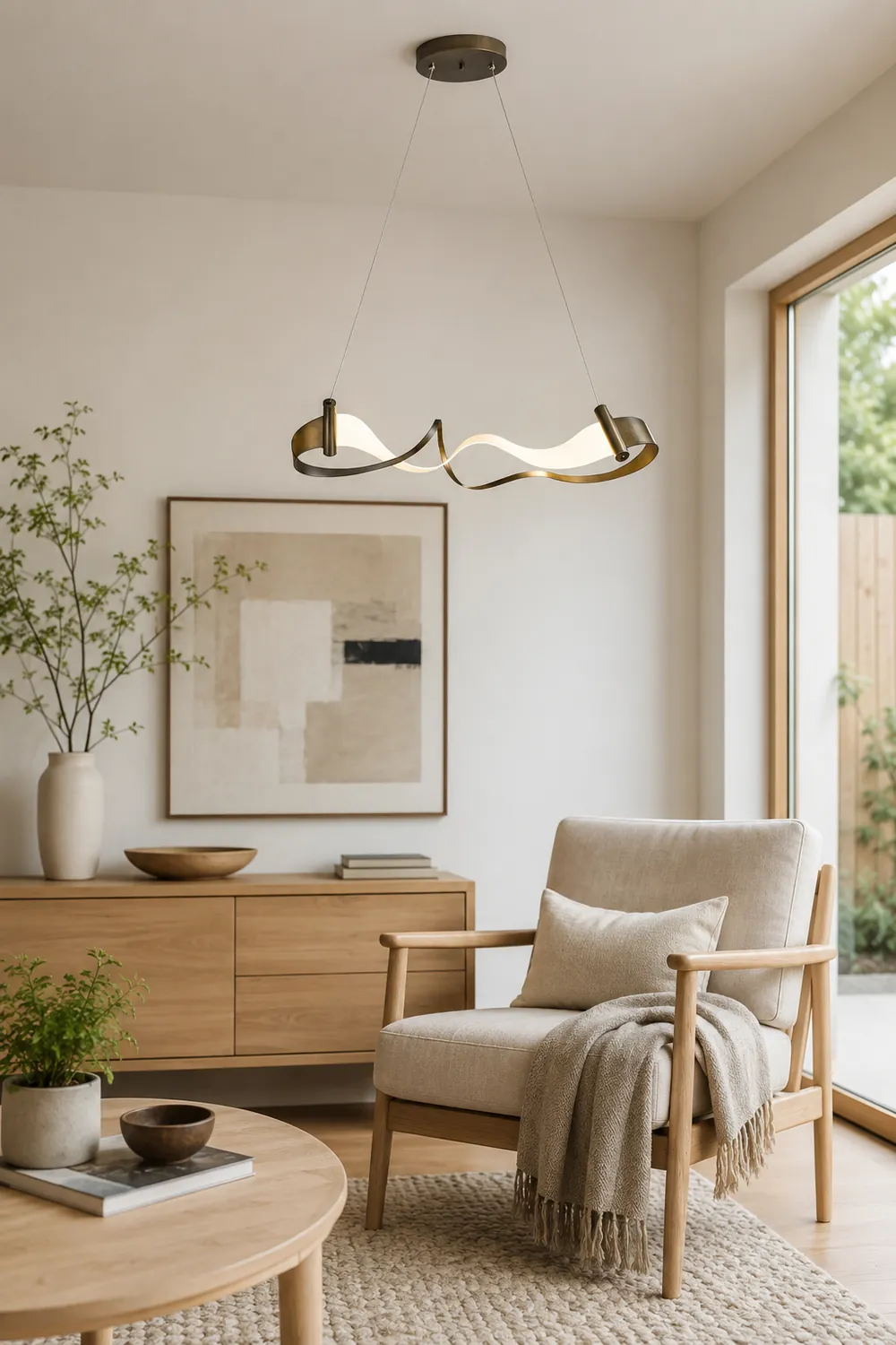 Metal Gold Pendant Light, Wavy Shape - Lumpaz