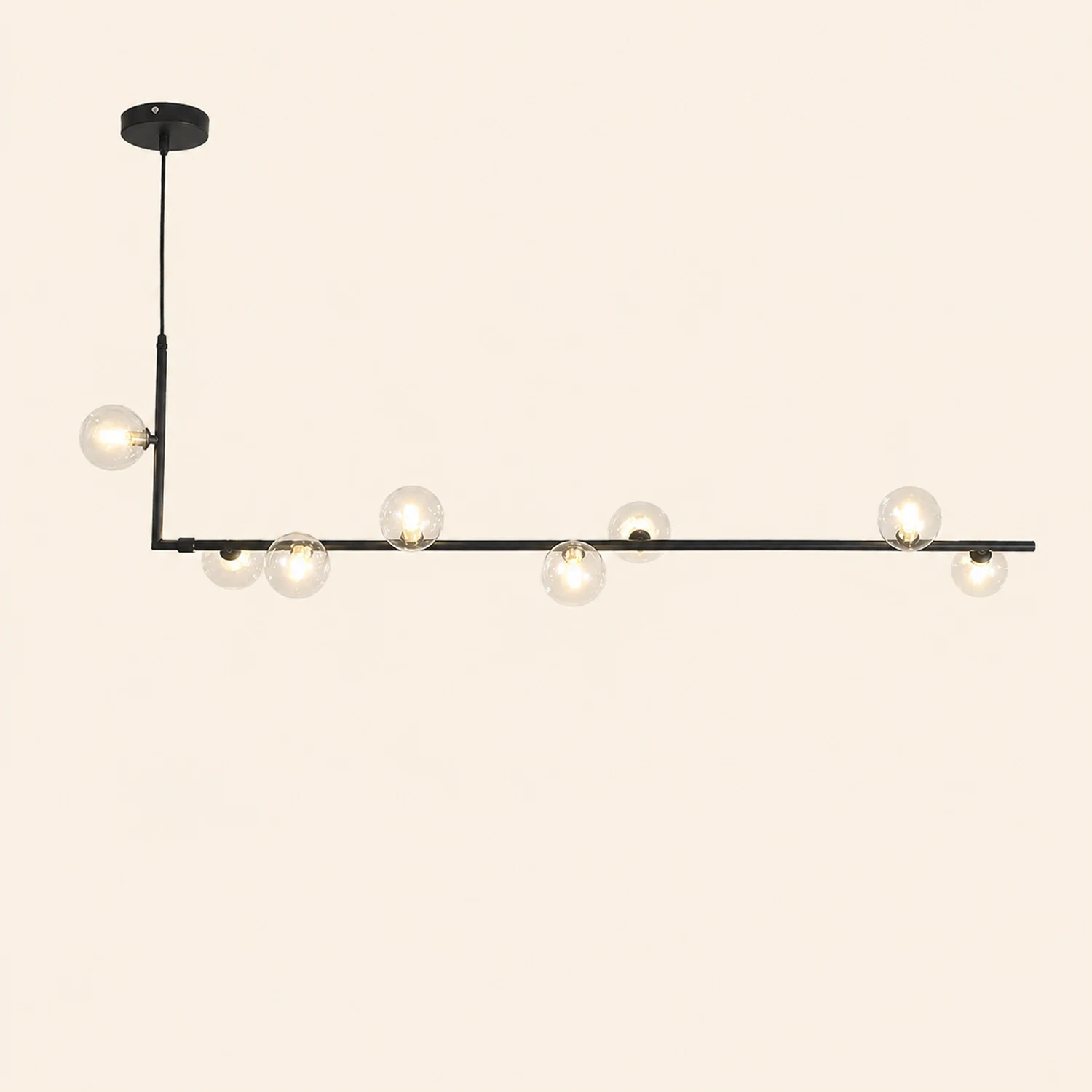 Valentina Minimalist Linear Pendant Light, Black & Gold, 6/8 Heads - Lumpaz