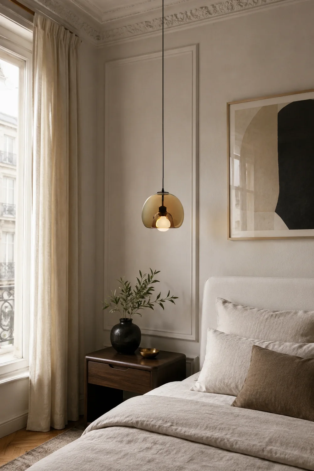Hailie Modern Globe Glass Pendant Light, Amber/Smoky Gray - Lumpaz