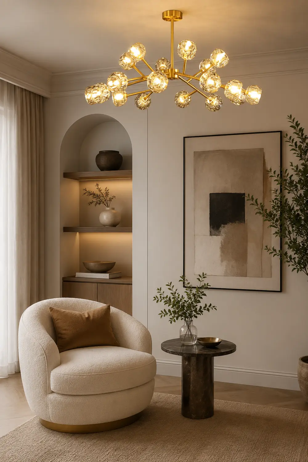 Valentina Modern Blown Metal Pendant Light, Gold - Lumpaz