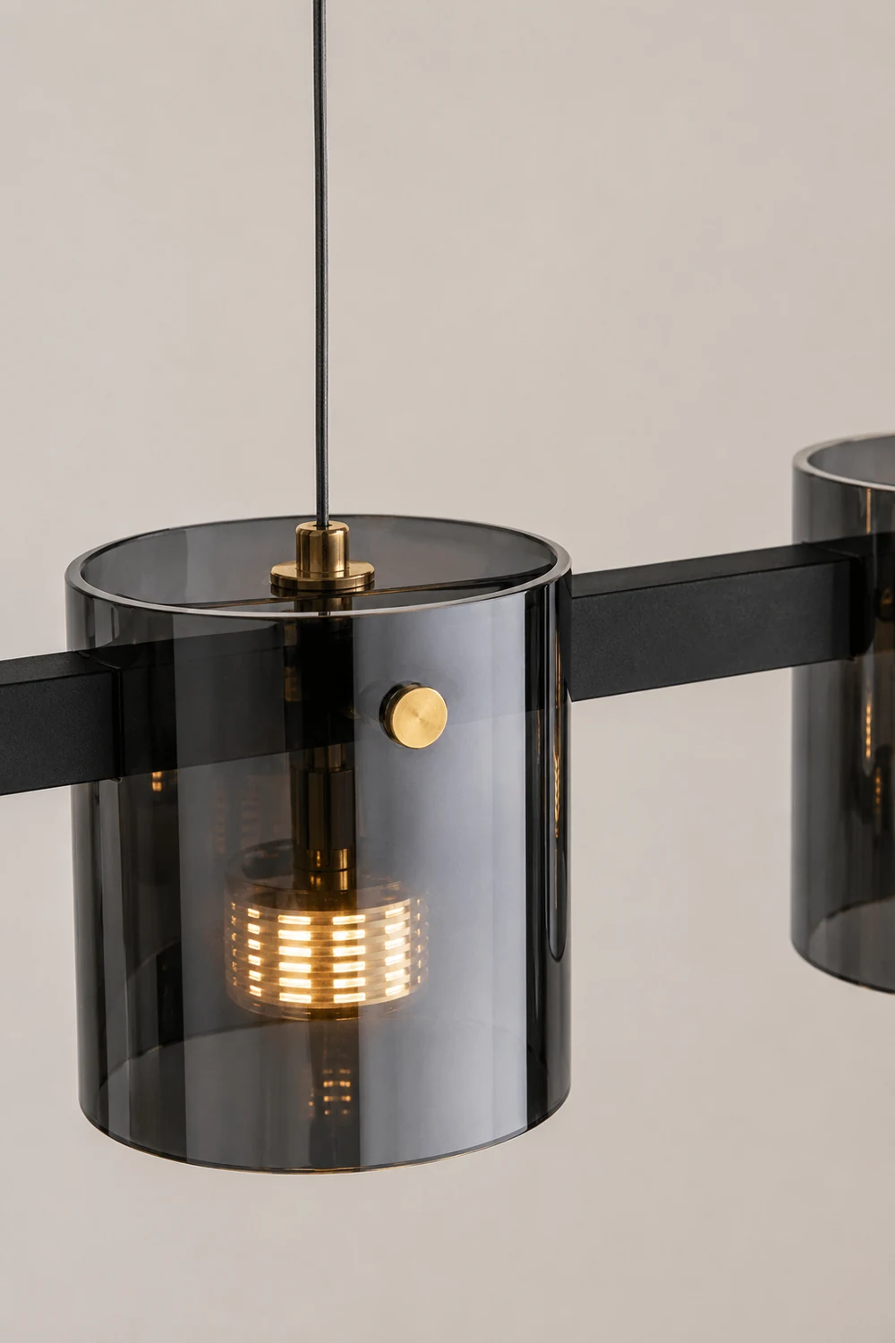 Evette Minimalist Linear Metal Pendant Light, Black/Gold - Lumpaz