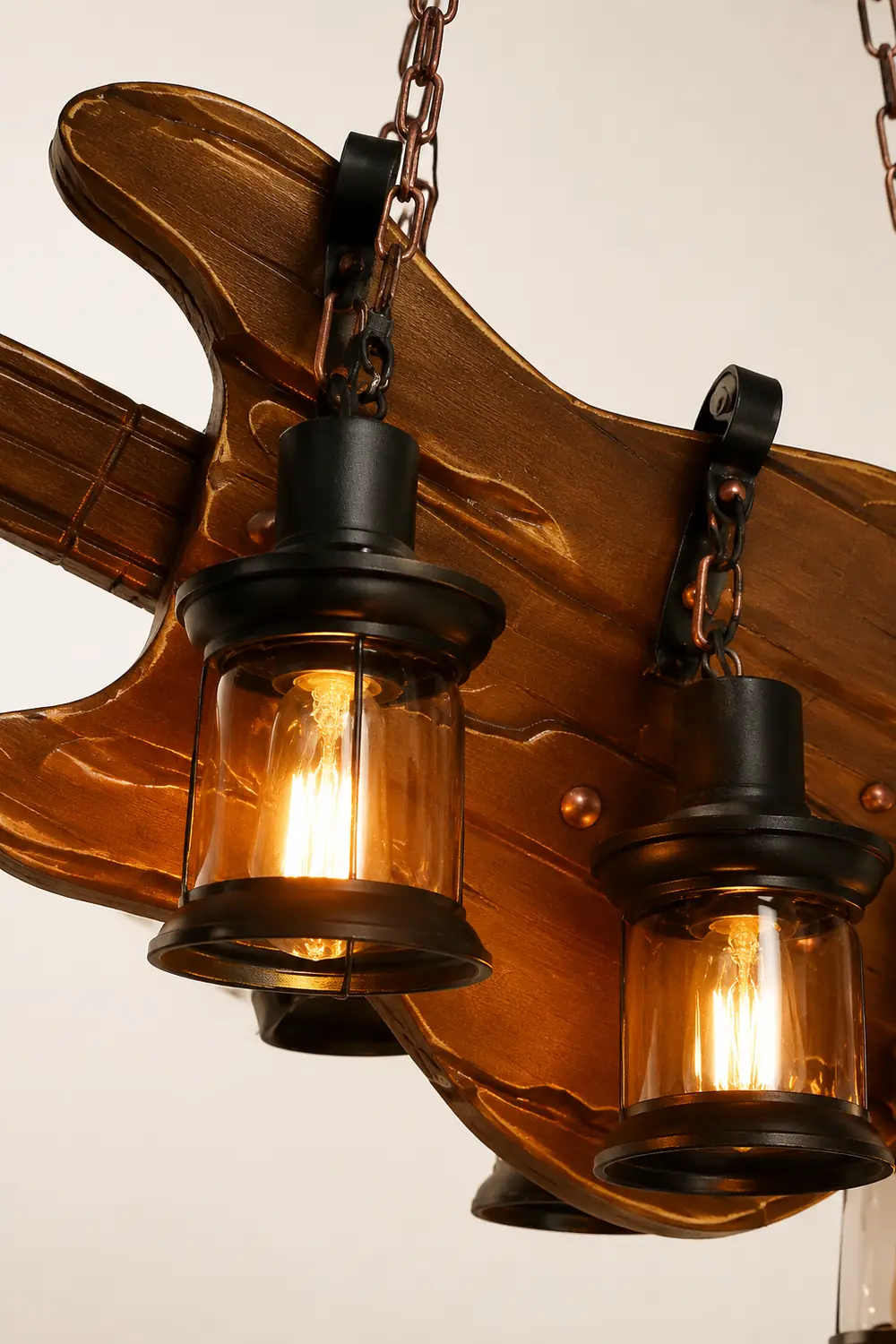 Austin Farmhouse Guitar Pendant Light, Metal/Wood, Walnut - Lumpaz