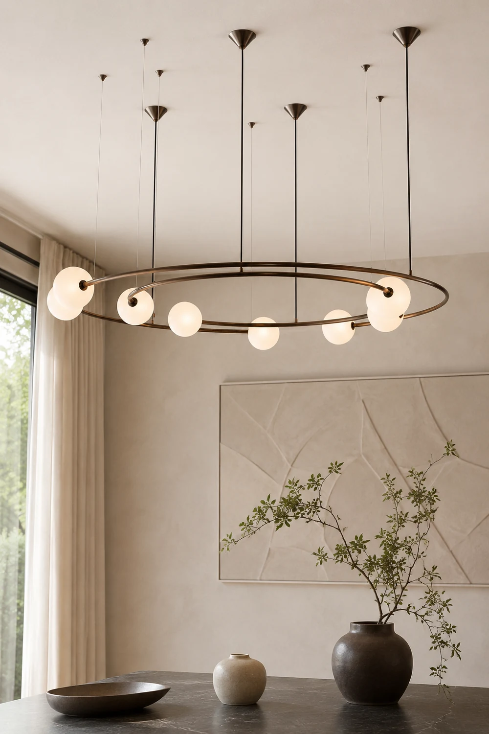 Valentina Modern Ring Metal Pendant Light, Black/Gold - Lumpaz