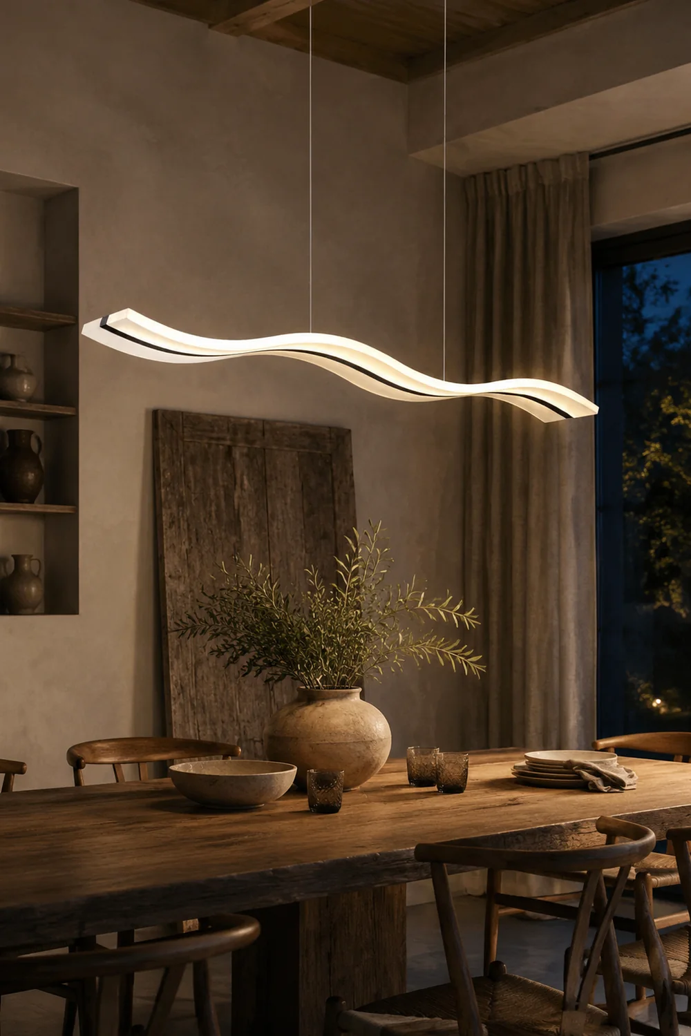Modern Nordic Acrylic Wave Pendant Light, Black/White - Lumpaz