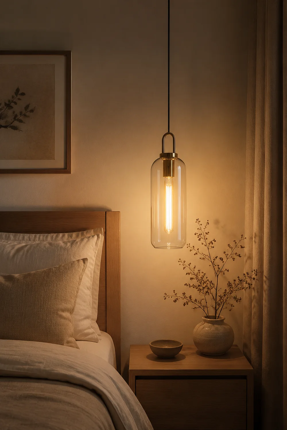 Hailie Clear& Glass Cylinder Pendant Light, 2 Color - Lumpaz
