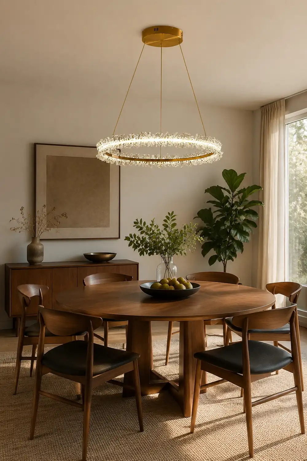 Kristy Pendant Light Ring/Flower Luxury, Crystal, Gold, Dining Room - Lumpaz