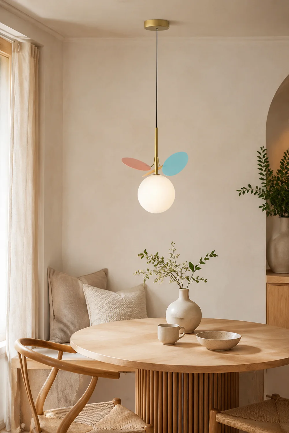 Jevon Art Deco Globe Pendant Light, Multi-Color/White, Metal/Glass - Lumpaz