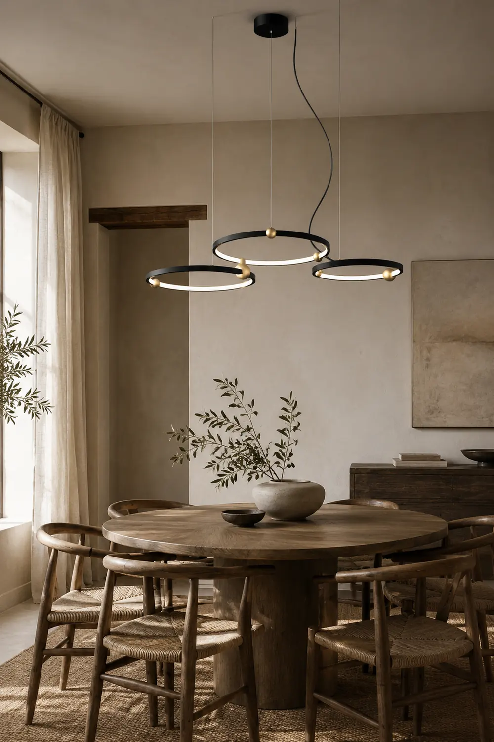 Arisha Minimalist Ring Metal Pendant Light, Black - Lumpaz
