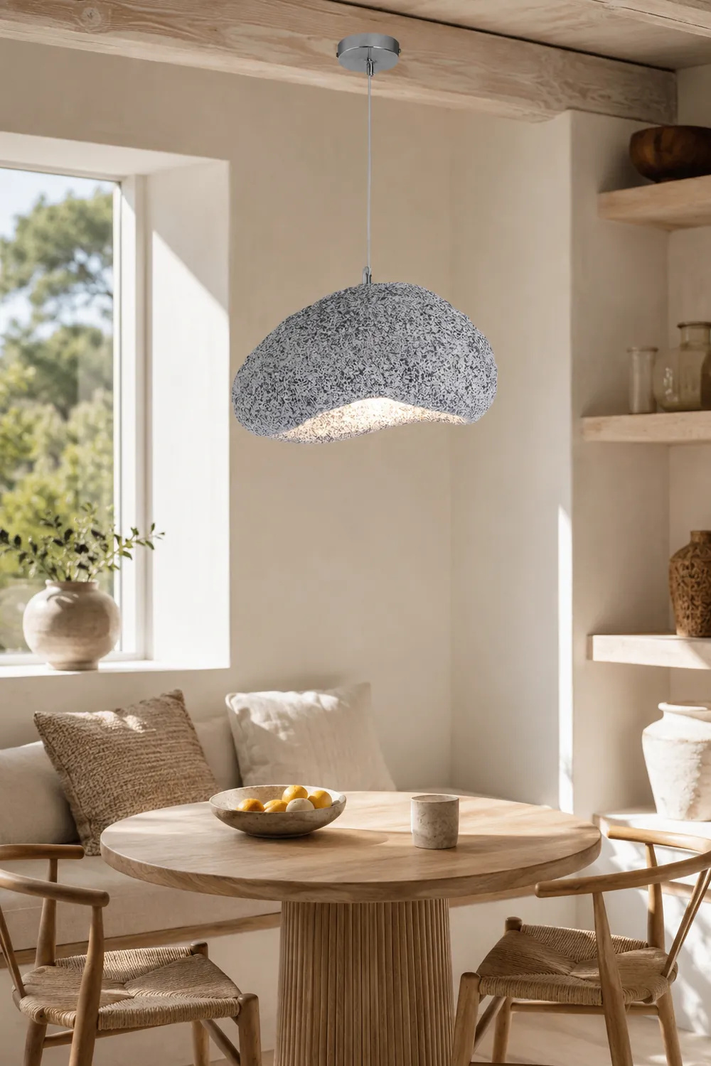 Byers Wabi Sabi Bread Shape Resin Pendant Light, 2 Color - Lumpaz