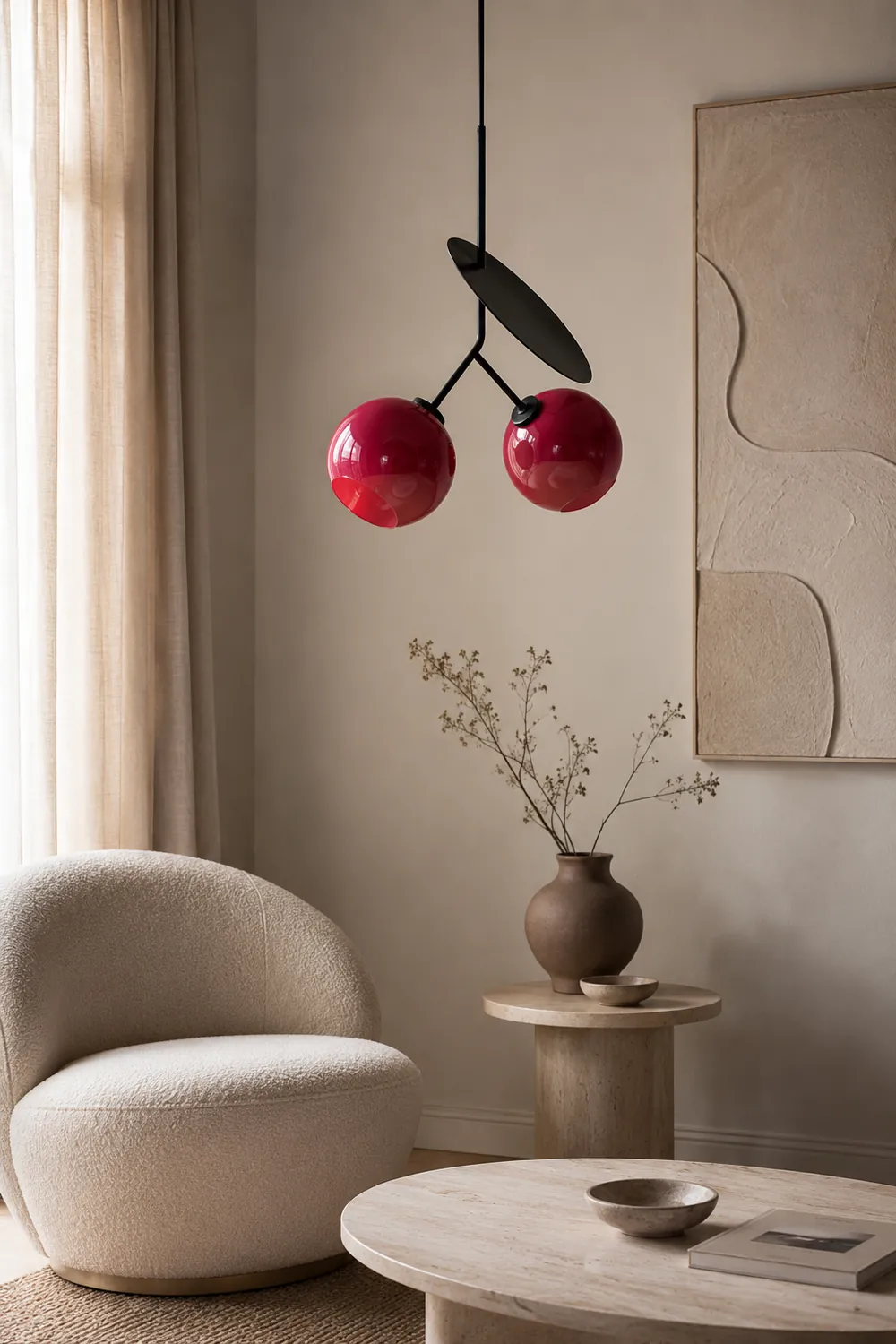 Valentina Cherry Pendant Light, Metal & Glass, 3 Color - Lumpaz