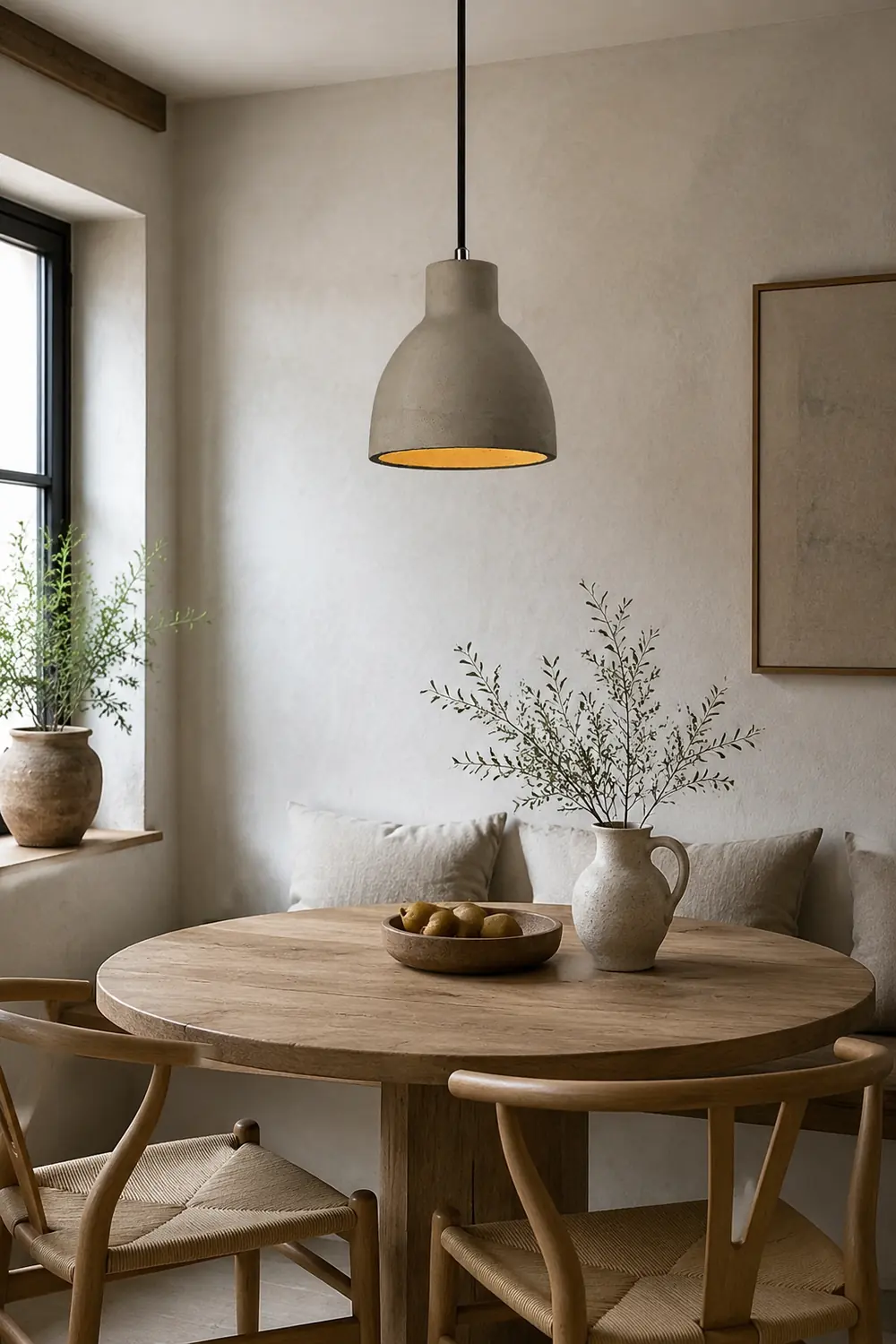 Byers Modern Dome Cement Pendant Light Gray Living Room - Lumpaz
