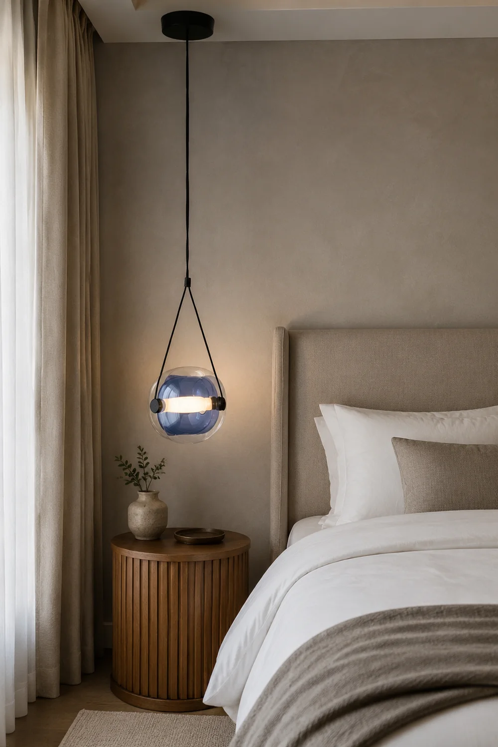 Hailie Modern Bubble Glass Pendant Light, Blue/Yellow/Pink/Smoky Gray/White/Clear - Lumpaz