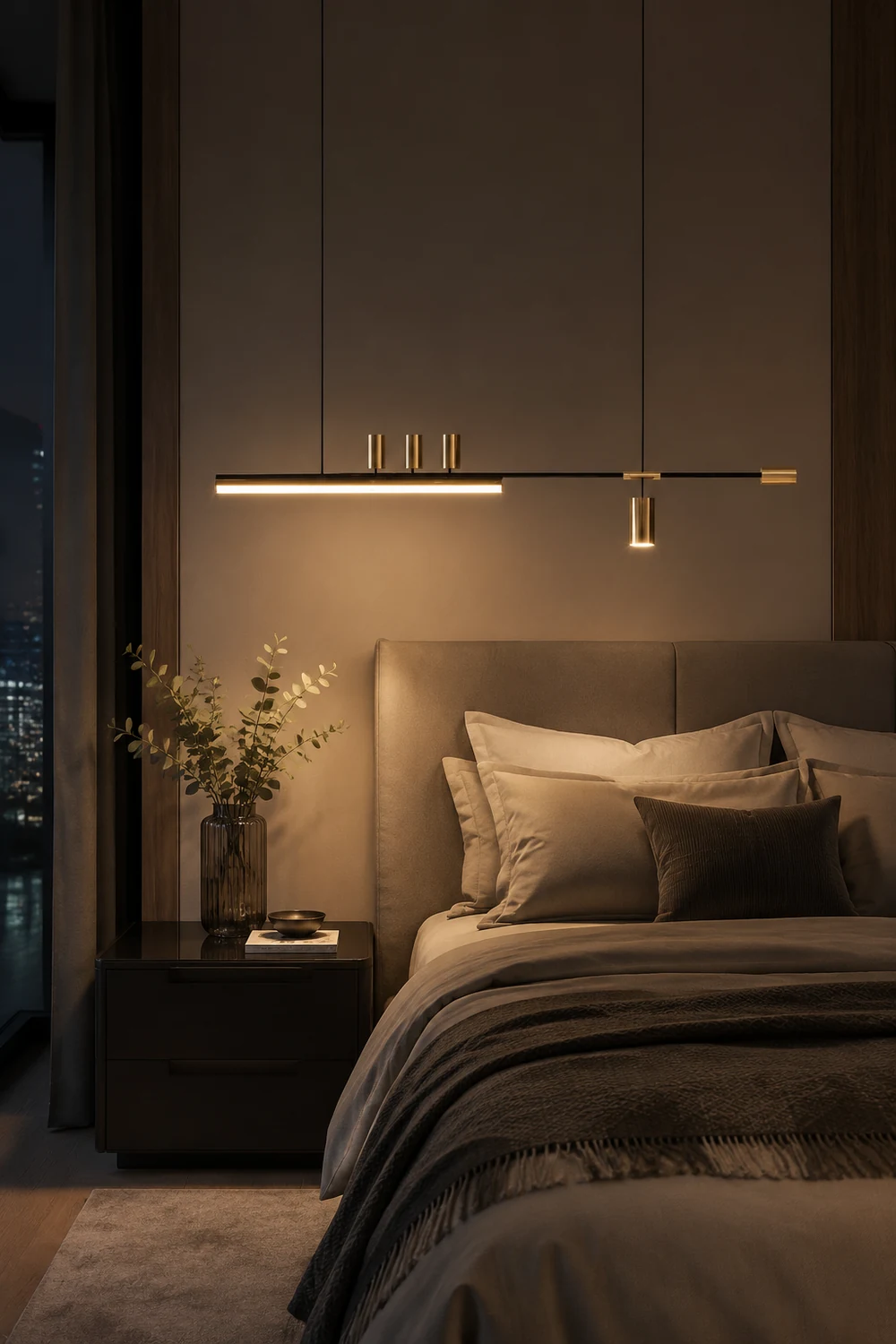 Edge Modern Minimalist Liner Metal/Acrylic Pendant Light, Gold/Black - Lumpaz