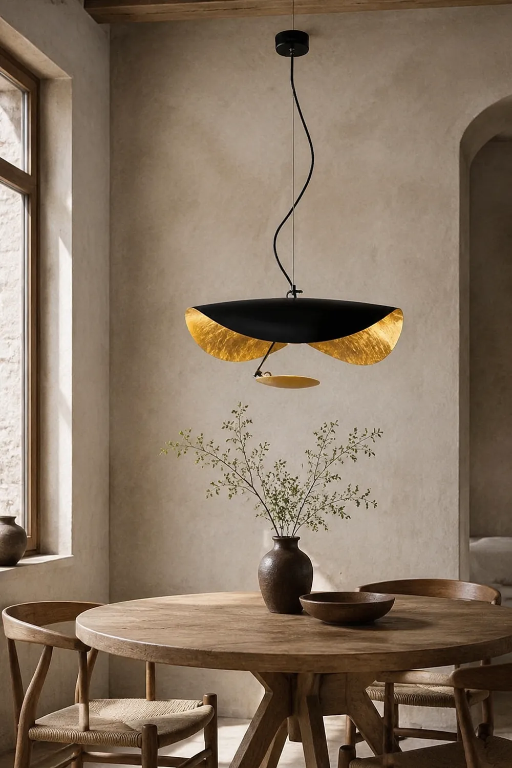 Renée Modern Nordic Saucer Metal Pendant Light, Black&Gold - Lumpaz
