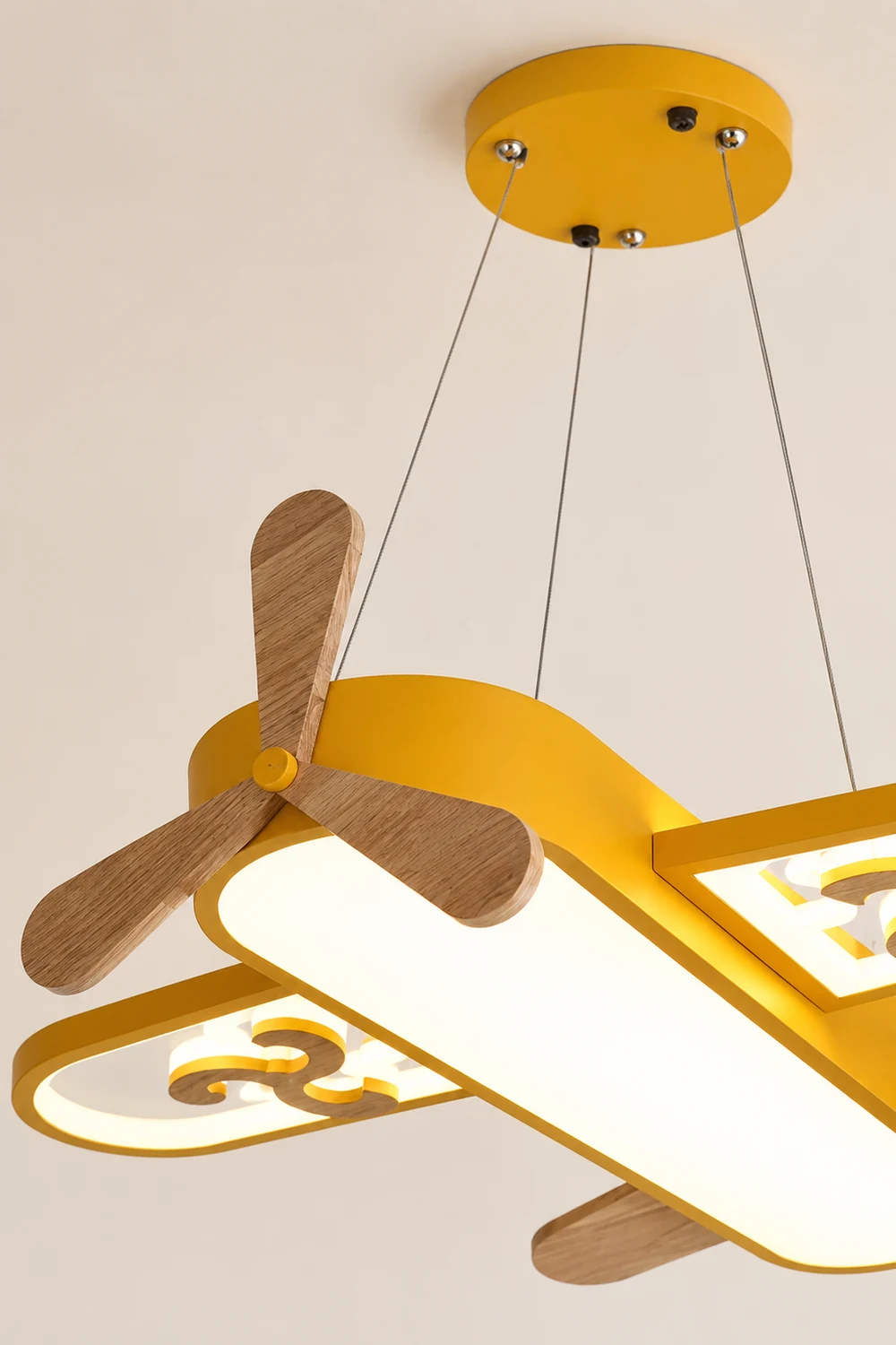 Minori Contemporary Plane Shaped Acrylic Pendant Light, Yellow/Blue - Lumpaz