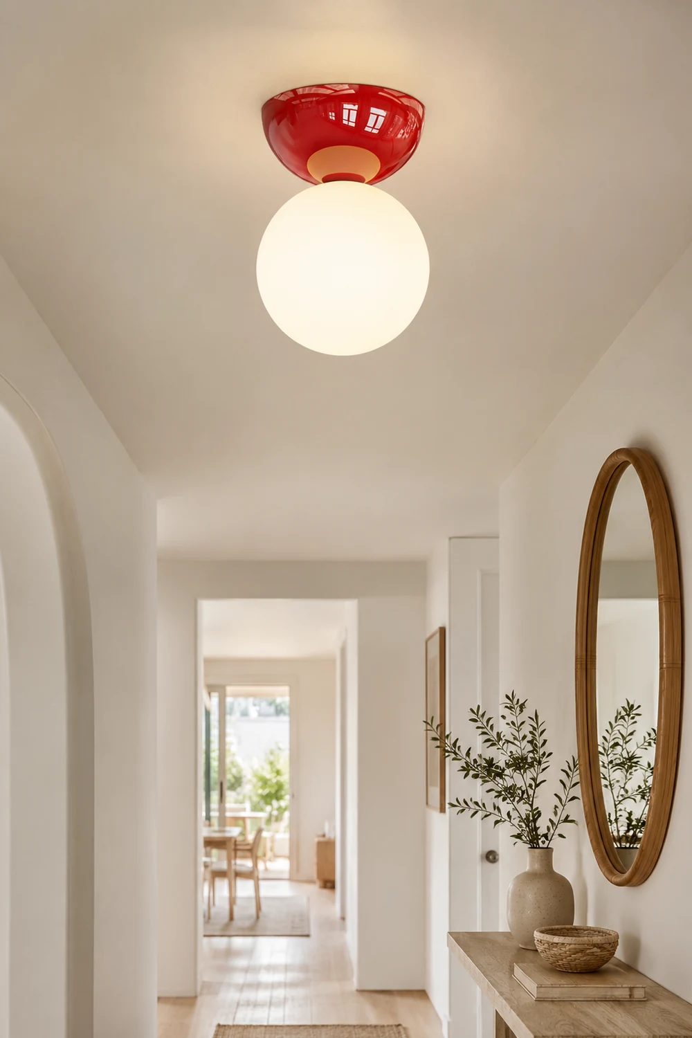 Valentina Vintage Cream Style Ceiling Light Red Chrome Green Bedroom - Lumpaz