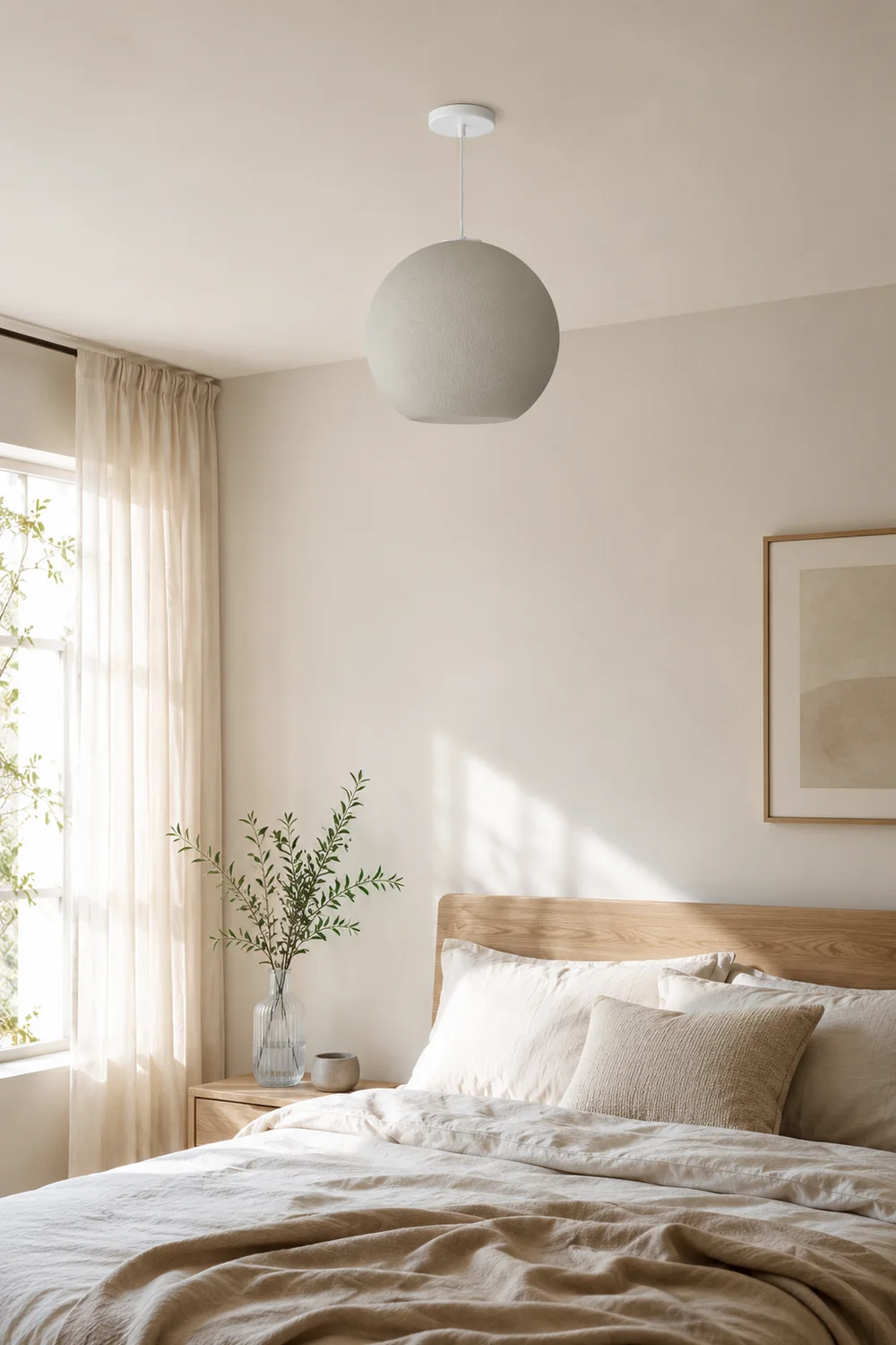 Byers Simple Ball Shape Metal Pendant Light, White/Gray - Lumpaz